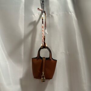 Brown Pattern purse, charm Keychain Pouch with Scarf NWT you get one